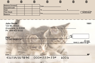 Cute Kittens Top Stub Personal Checks